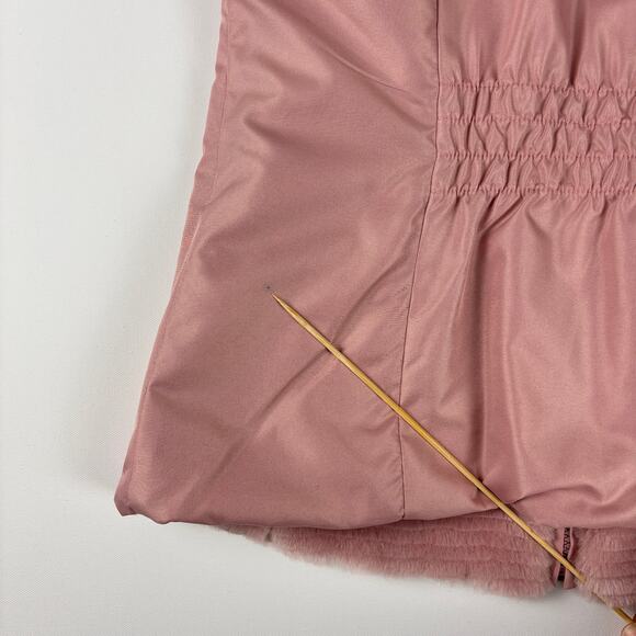 Liz Claiborne Blush Pink Ribbed Faux Fur Full Zip Reversible Vest w/ Pockets MED - Picture 12 of 12